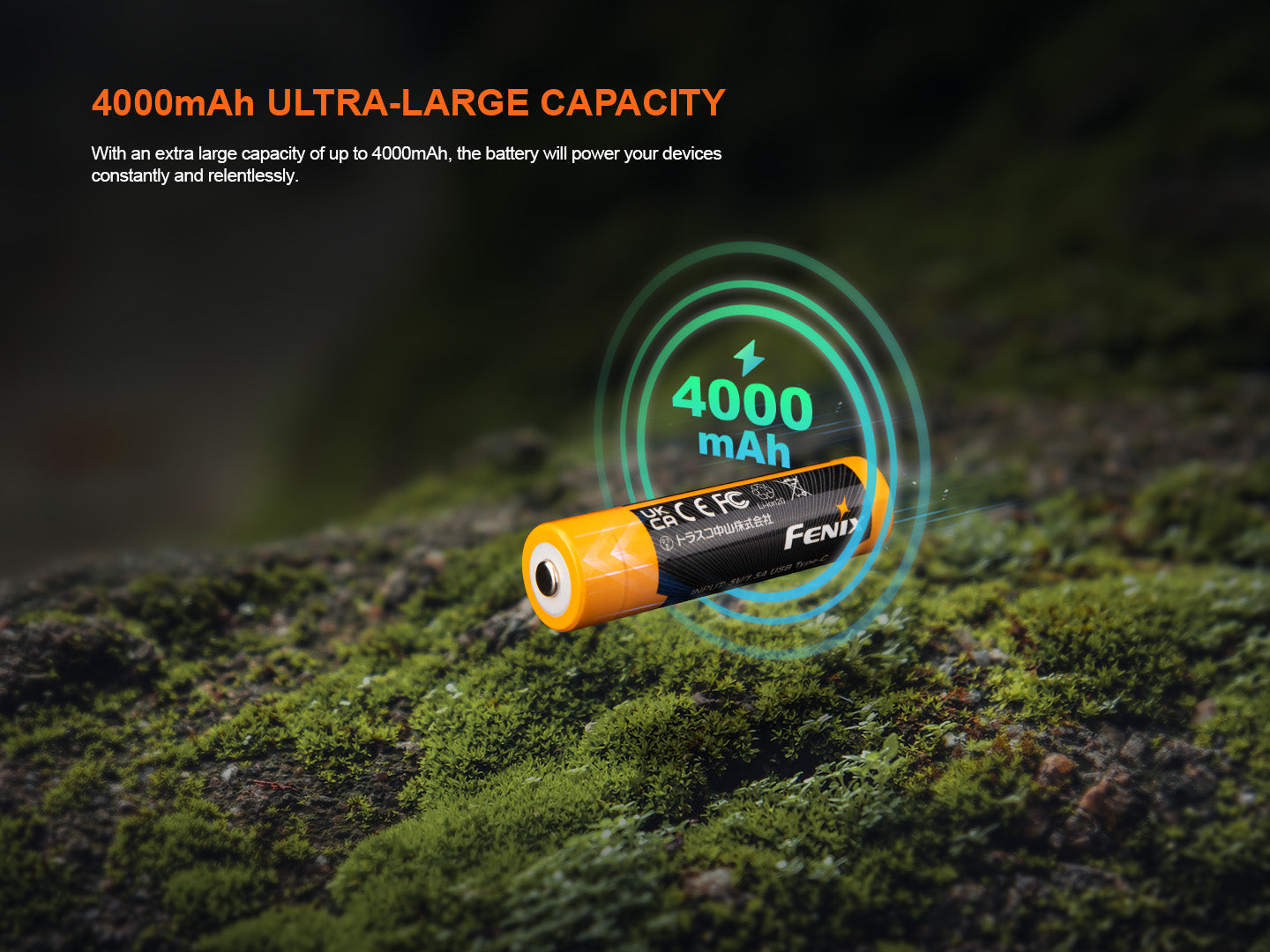 Fenix ARB-L18-4000U – 18650 Li-Ion Akku mit 4000 mAh, inkl. USB C Ladeanschluss