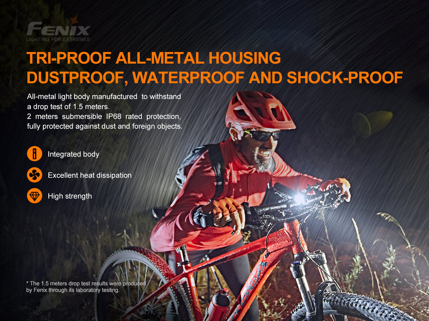 SET - Fenix BC26R ultrastarkes wiederaufladbares Fahrradlicht, 1600 Lumen + Fenix BC05R V2.0 Rücklicht für Pendler & Outdoor-Fans, 15 Lumen