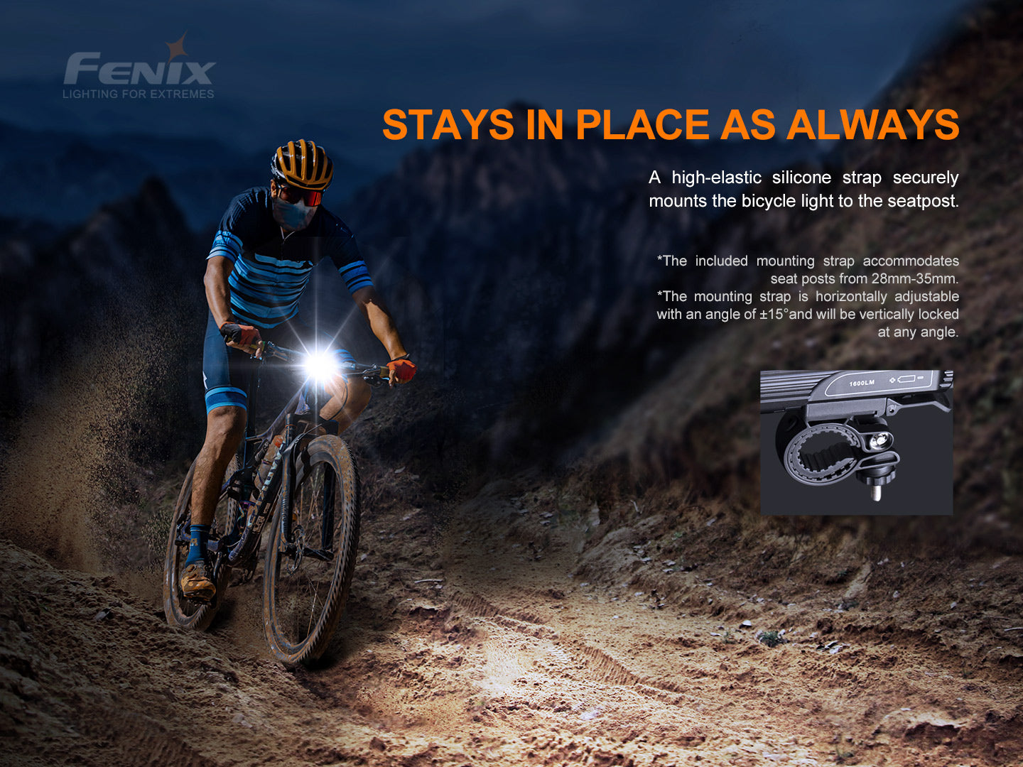 SET - Fenix BC26R ultrastarkes wiederaufladbares Fahrradlicht, 1600 Lumen + Fenix BC05R V2.0 Rücklicht für Pendler & Outdoor-Fans, 15 Lumen