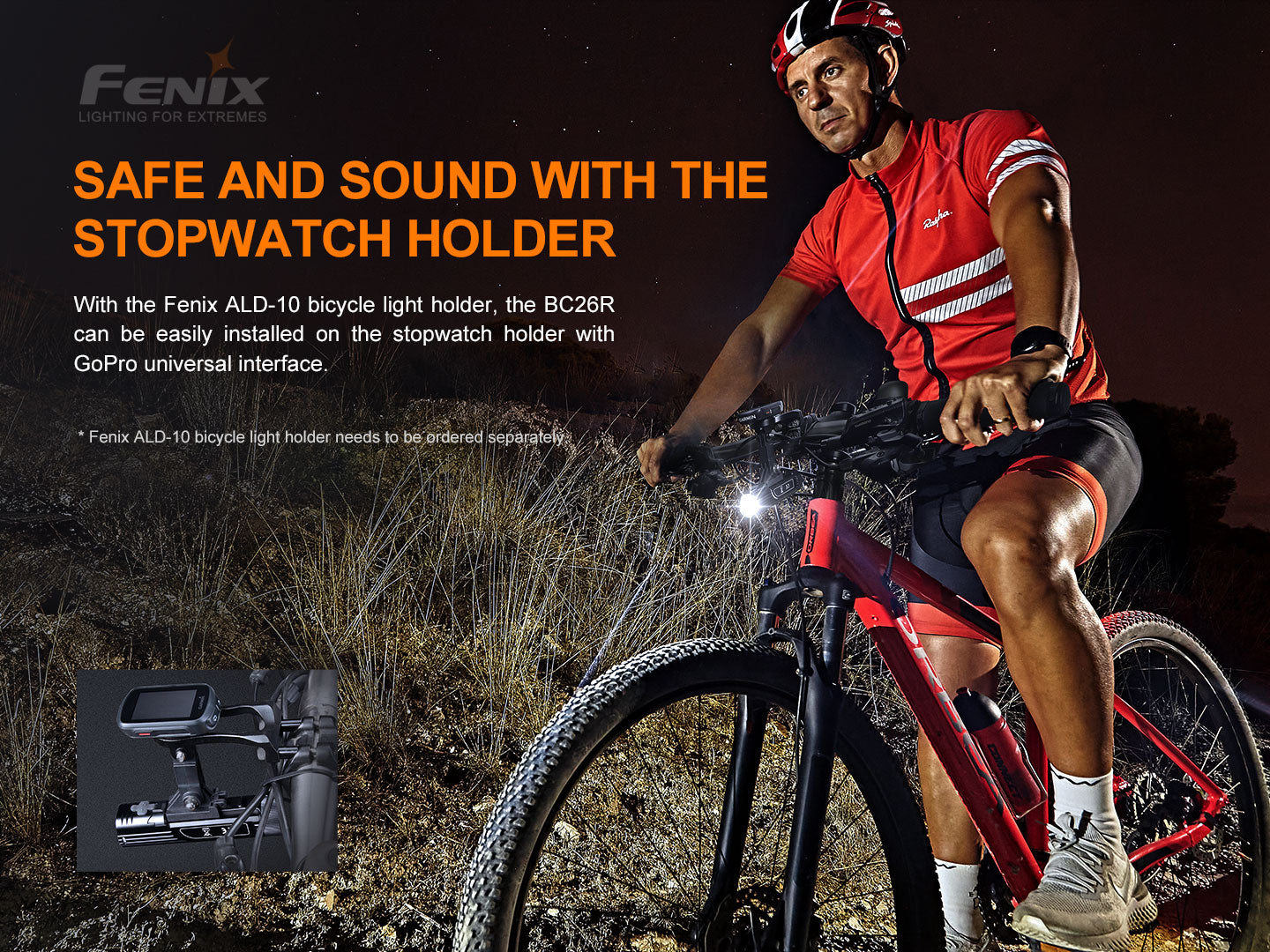 SET - Fenix BC26R ultrastarkes wiederaufladbares Fahrradlicht, 1600 Lumen + Fenix BC05R V2.0 Rücklicht für Pendler & Outdoor-Fans, 15 Lumen