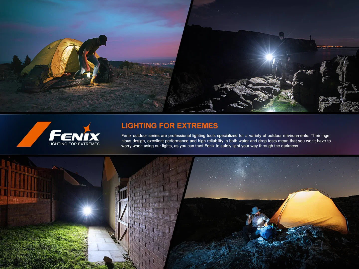 Outdoor-Abenteuer bei Nacht mit Zelt, Taschenlampe und Sternenhimmel, ideale Beleuchtung für Camping und Wandern