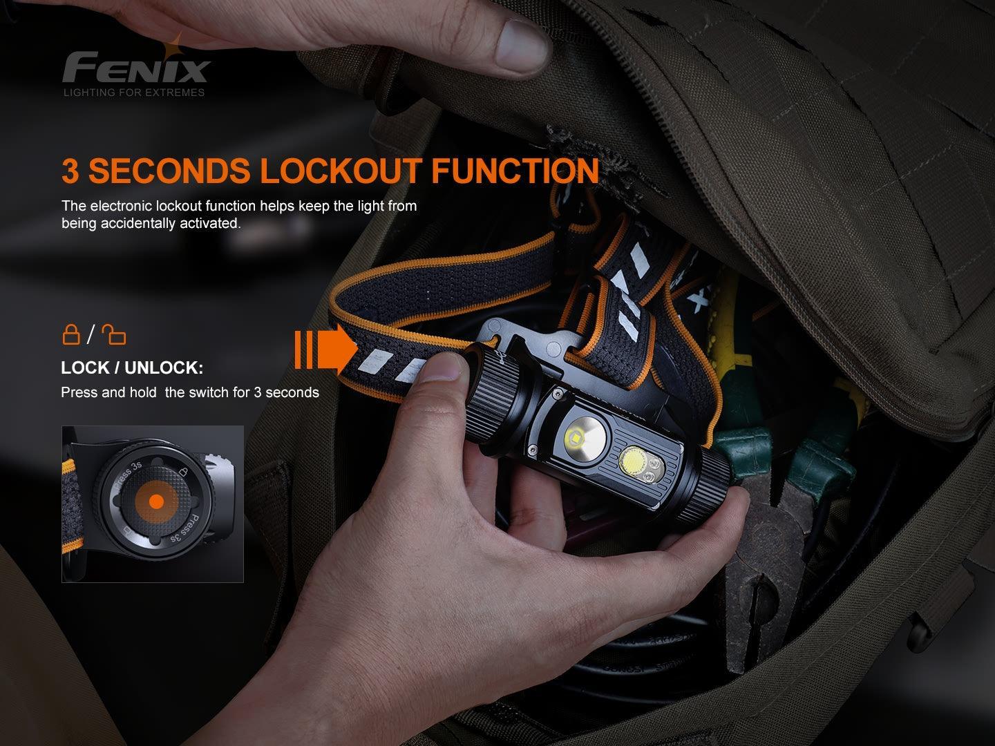 Fenix HM70R Wiederaufladbare Stirnlampe mit dreifacher Lichtquelle, 1600 Lumen, Verpackung geöffnet - fenixlight