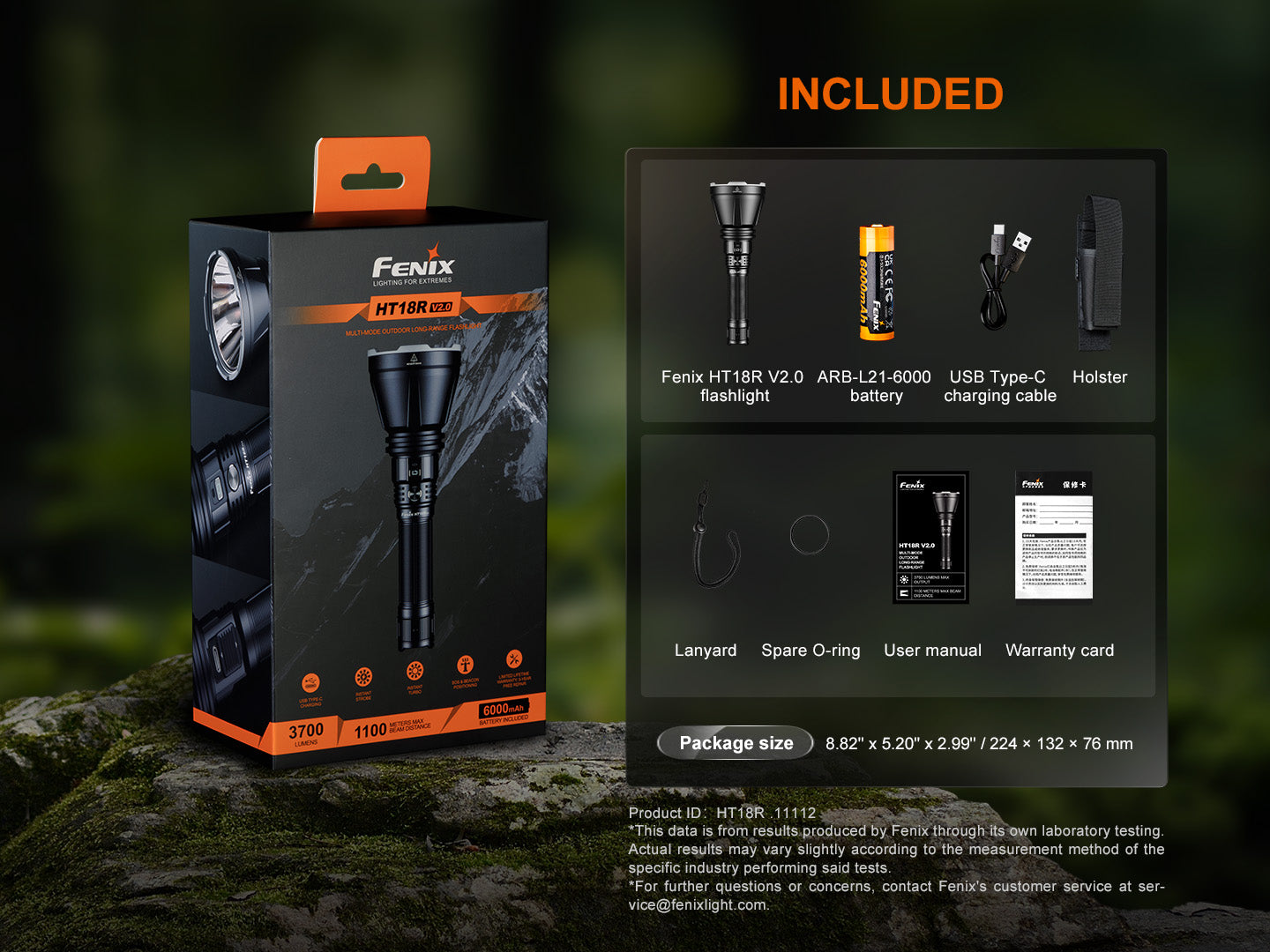 Fenix HT18R V2.0 Multimodus-Taschenlampe mit großer Reichweite, 3700 Lumen