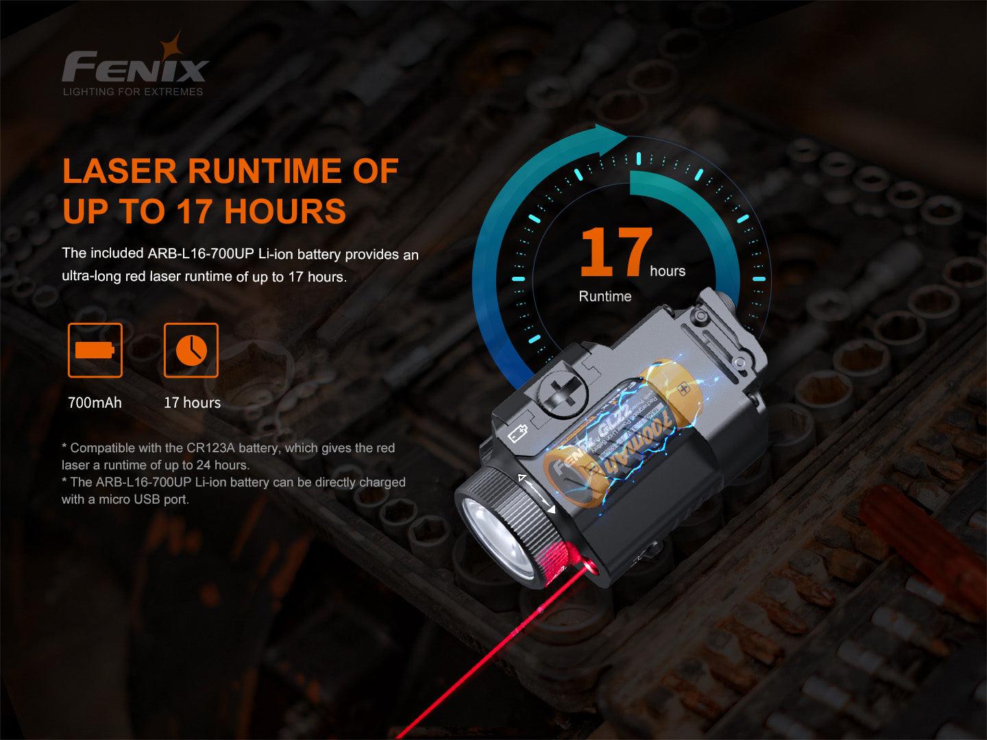 Fenix GL22 Kompakte, leistungsstarke Rotlicht-Taktiklampe/Waffenlicht, 1200 Lumen - fenixlight