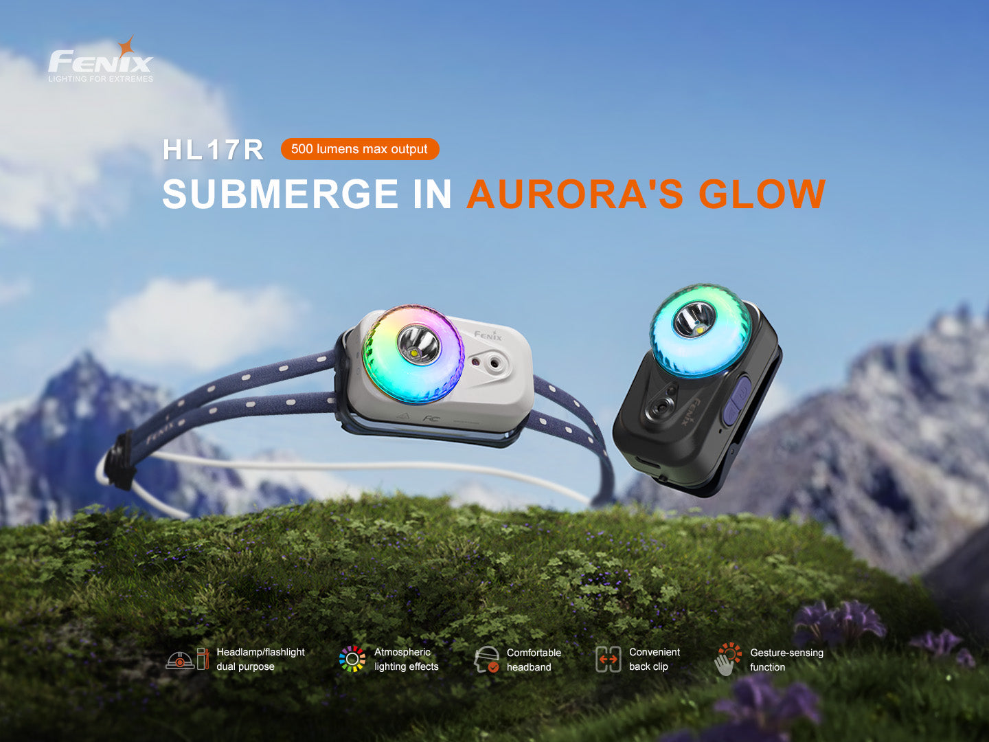 Fenix HL17R – kompakte Multifunktions-Stirnlampe mit Gestenerkennungsfunktion, 500 Lumen