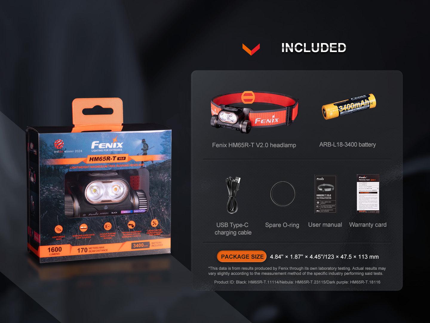 Fenix HM65R-T V2.0 Leichte Magnesium-Stirnlampe für Trailrunning, 1600 Lumen - fenixlight