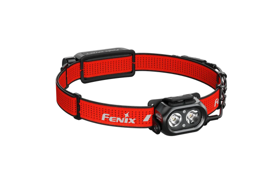 Roter Fenix HP12R-T Stirnlampe mit verstellbarem Kopfband und doppeltem LED-Leuchtmittel