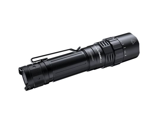 Fenix PD40R V3.0 schwarze taktische LED-Taschenlampe mit Drehschalter und Clip