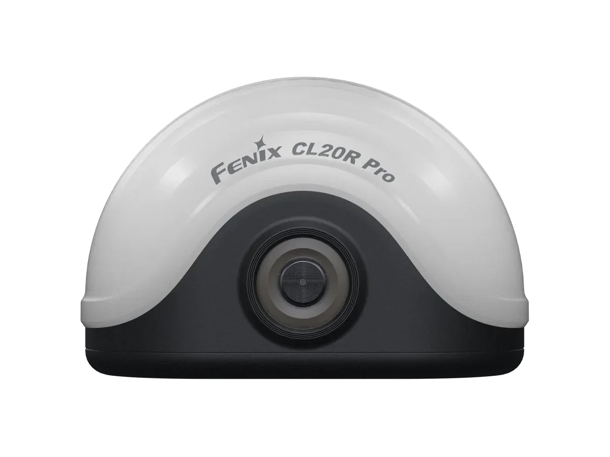 Fenix CL20R Pro wiederaufladbare LED-Campinglampe mit weißem Gehäuse, Vorderansicht