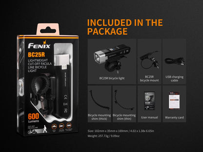 Fenix BC25R mit blendfreier Cut-Off-Lichtlinie, 600 Lumen