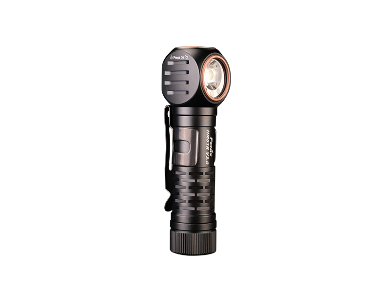 Kompakte LED-Taschenlampe mit abgewinkeltem Kopf, robustem Metallgehäuse und Clip