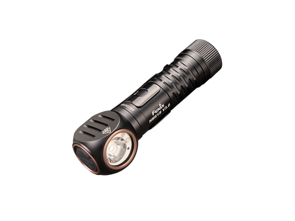 Schwarze LED-Taschenlampe mit Winkelkopf, Modell HM61R V2.0, robuste Outdoor-Leuchte