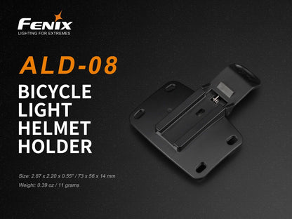 Schwarzer Fahrrad Helmhalter für Fahrradlicht auf dunklem Hintergrund, Modell ALD-08