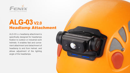 ALG-03 V2.0 Stirnlampen-Halterung auf einem orangefarbenen Helm für Arbeitshelme