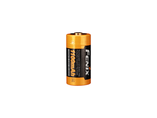 Fenix 18350 Akku 1100mAh, wiederaufladbar, 3,6V, mit Schutzschaltung, orange-schwarz