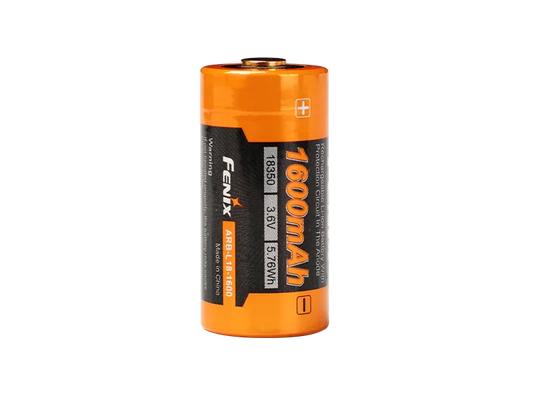 Fenix 1600mAh 18350 Akku mit 3,6V und Schutzschaltung, orange-schwarz
