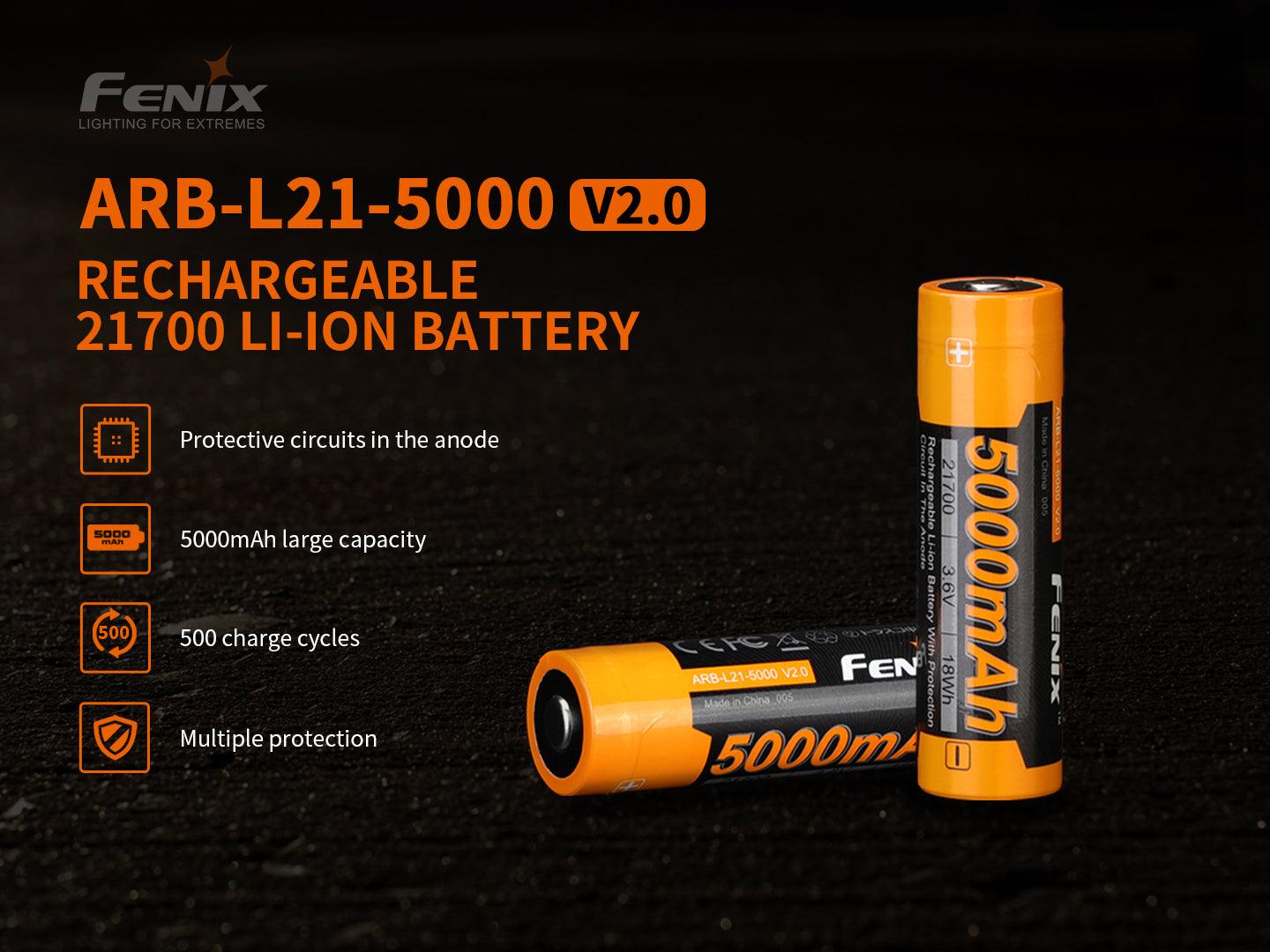 Fenix ARB-L21-5000 V2.0 – 21700 Li-Ion Akku mit 5000 mAh - fenixlight