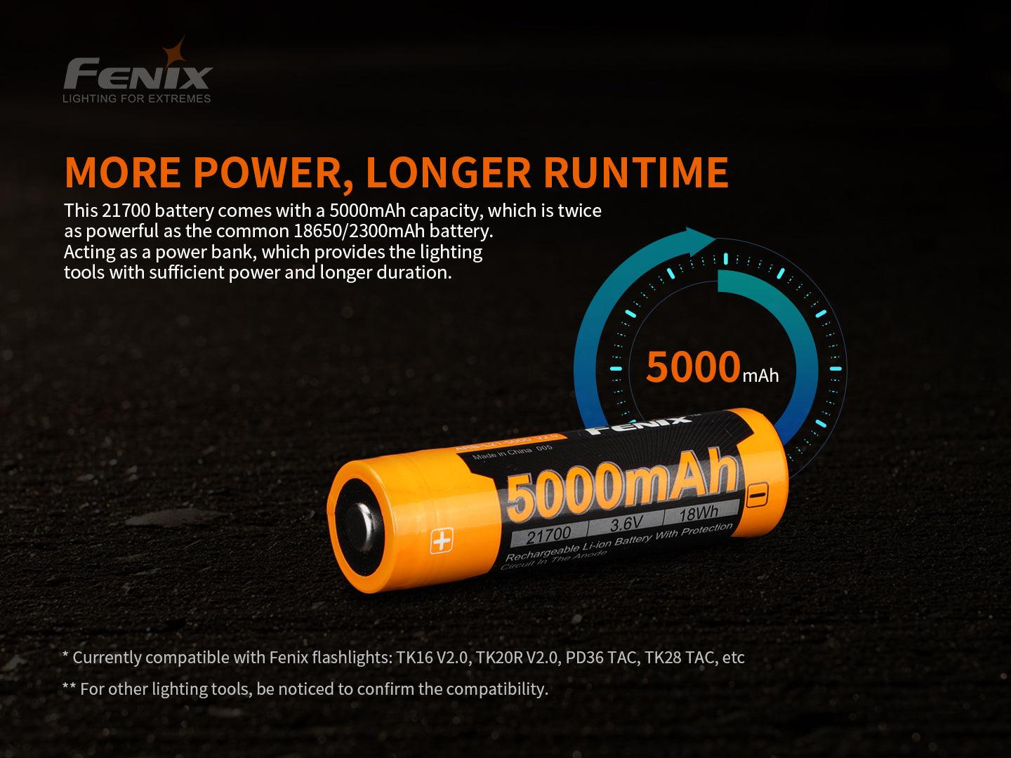 Fenix ARB-L21-5000 V2.0 – 21700 Li-Ion Akku mit 5000 mAh - fenixlight