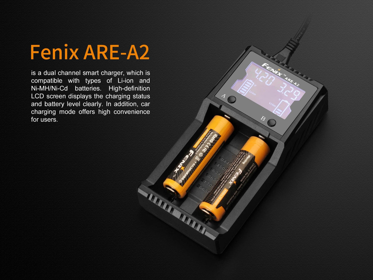 Fenix ARE-A2, Multifunktionales Zweikanal-Ladegerät
