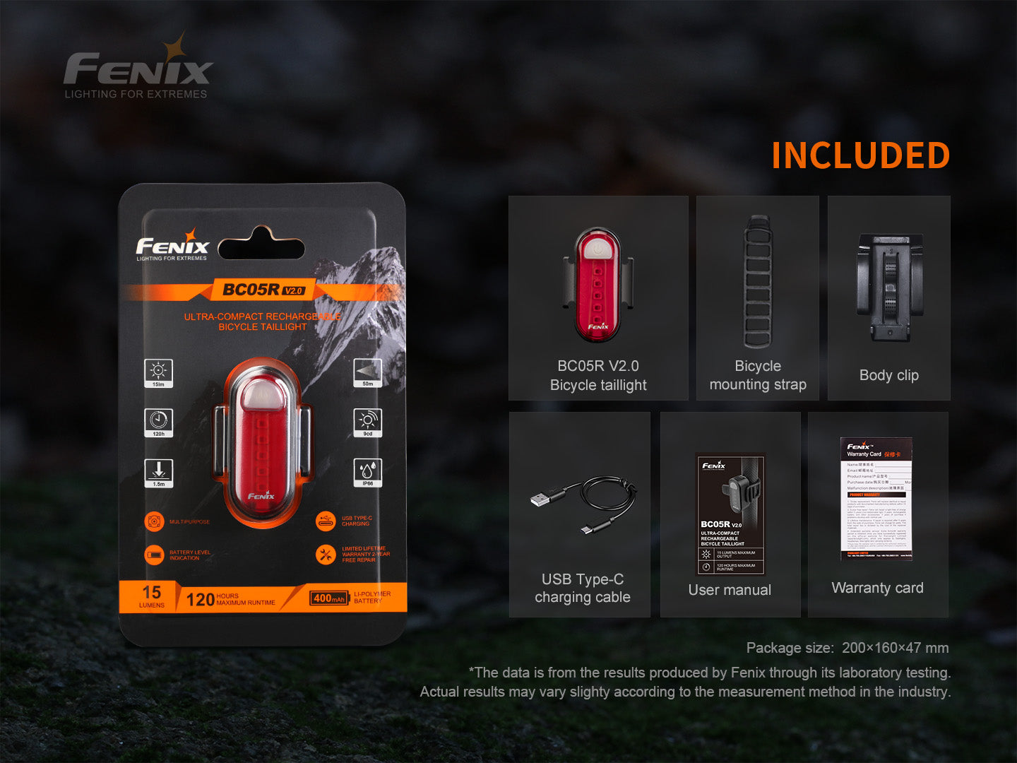 Fenix BC05R V2.0 Rücklicht für Pendler & Outdoor-Fans, 15 Lumen