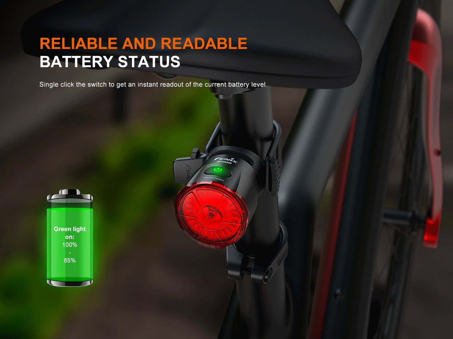 Fenix BC06R Intelligentes Fahrradrücklicht mit Bemssensor, 90 Lumen