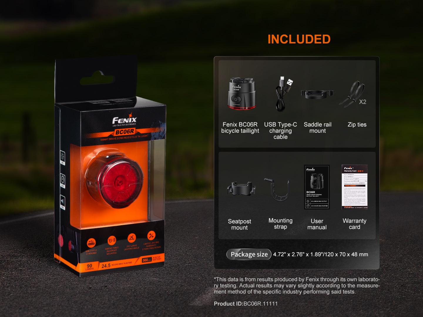 Fenix BC06R Intelligentes Fahrradrücklicht mit Bemssensor, 90 Lumen - fenixlight