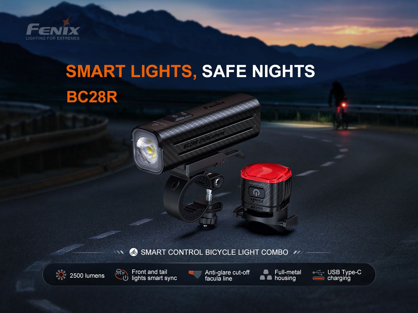 Fenix BC28R Smartes Fahrradlicht Set mit Rücklicht, 2500 Lumen