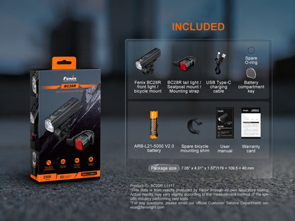 Fenix BC28R Smartes Fahrradlicht Set mit Rücklicht, 2500 Lumen