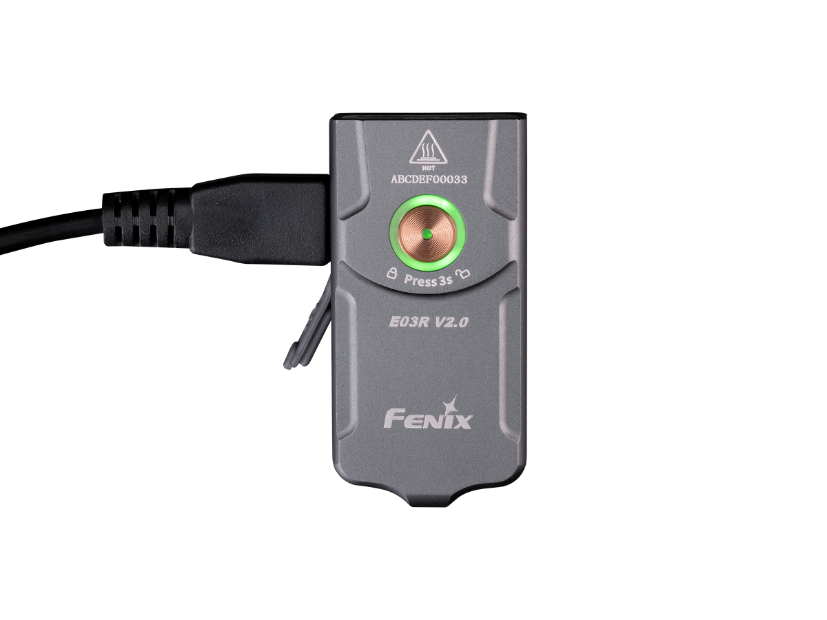 Fenix E03R V2.0 Schlüsselanhänger-Taschenlampe aus Metall, 500 Lumen