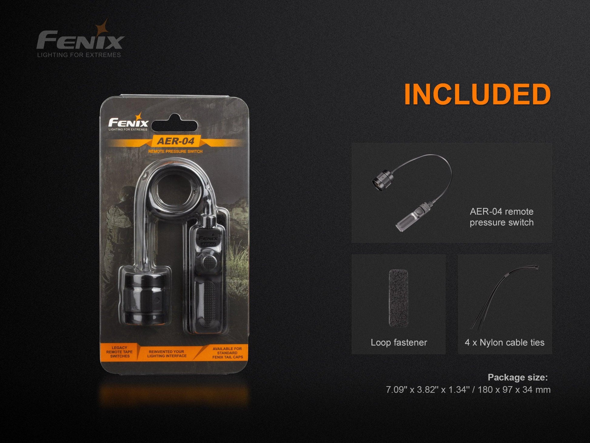 Fenix AER-04 – Taktischer Kabelschalter kompatibel für TK22 V2.0, TK22 UE, TK30, HT18 - fenixlight