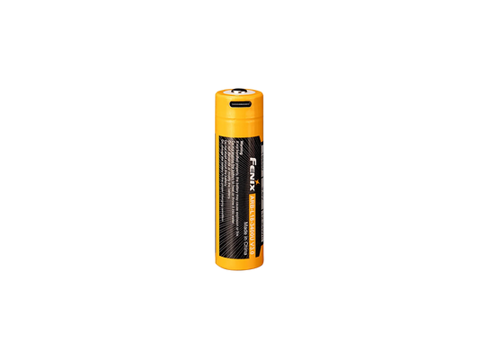 Gelbe Fenix ARB-L18-3400U V3.0 Akku-Batterie mit USB-Ladeanschluss, ideal für Taschenlampen und Outdoor-Geräte