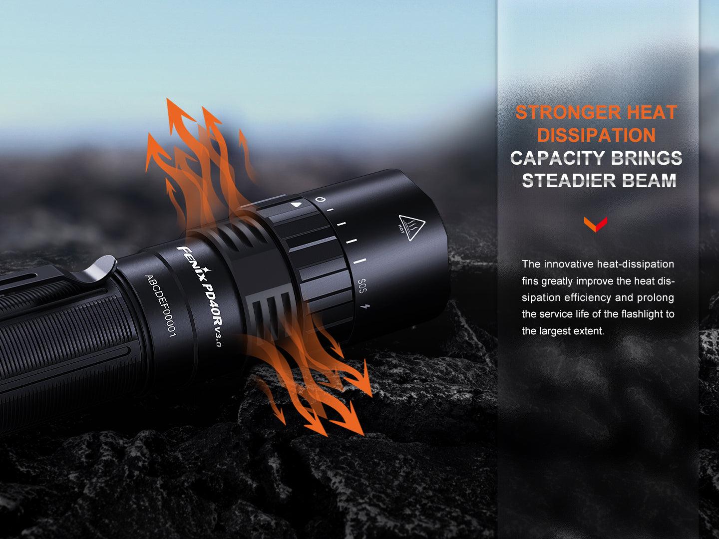Fenix PD40R V3.0 Superhelle Taschenlampe mit mechanischem Drehschalter, 3000 Lumen - fenixlight