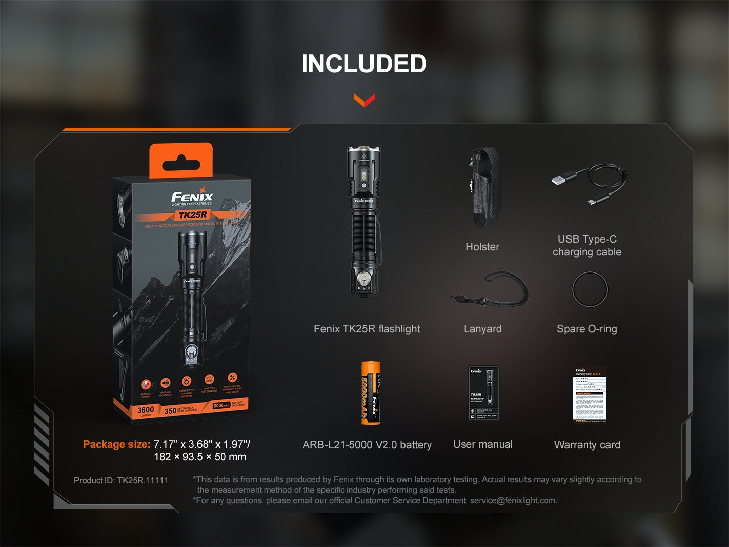 Fenix TK25R Multifunktionale Taschenlampe für Polizei und Dienst, 3600 Lumen