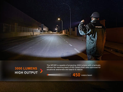 Fenix WF26R High-Performance Taschenlampe mit Ladehalterung, 3000 Lumen - fenixlight