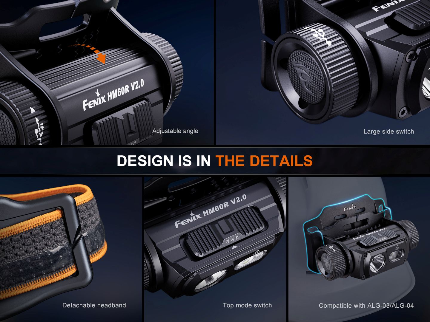 Fenix HM60R V2.0 Hochleistungs-Stirnlampe aus Metall, 1600 Lumen