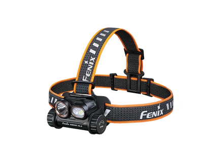 Fenix HM65R V2.0 wiederaufladbare Stirnlampe mit orange-schwarzem Kopfband