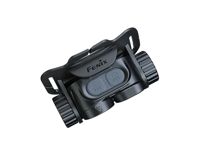 Detailansicht der Bedienelemente der Fenix HM65R V2.0 Stirnlampe