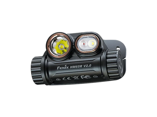 Fenix HM65R V2.0 wiederaufladbare Stirnlampe in Schwarz aus Magnesium