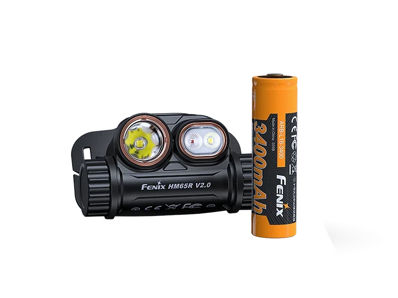 Fenix HM65R V2.0 wiederaufladbare Stirnlampe mit passendem 3400mAh Akku