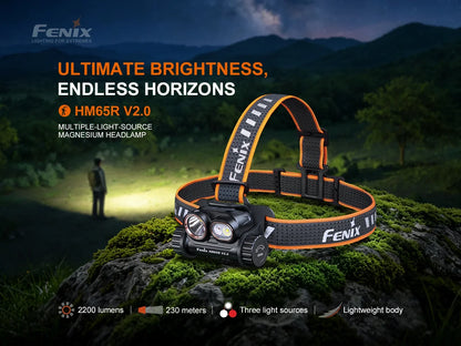 Fenix HM65R V2.0 leistungsstarke Magnesium-Stirnlampe mit 2200 Lumen in Naturlandschaft