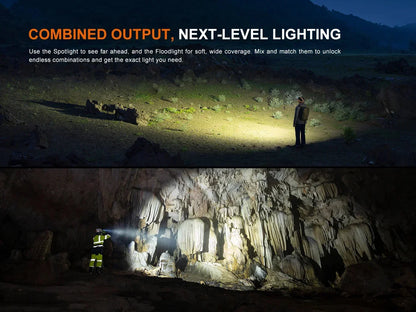 Fenix HM65R V2.0 Stirnlampe mit Spotlight- und Floodlight-Modus in Natur und Höhle