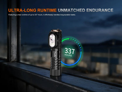 Fenix HM71R V2.0 Stirnlampe mit einer maximalen Laufzeit von 337 Stunden.