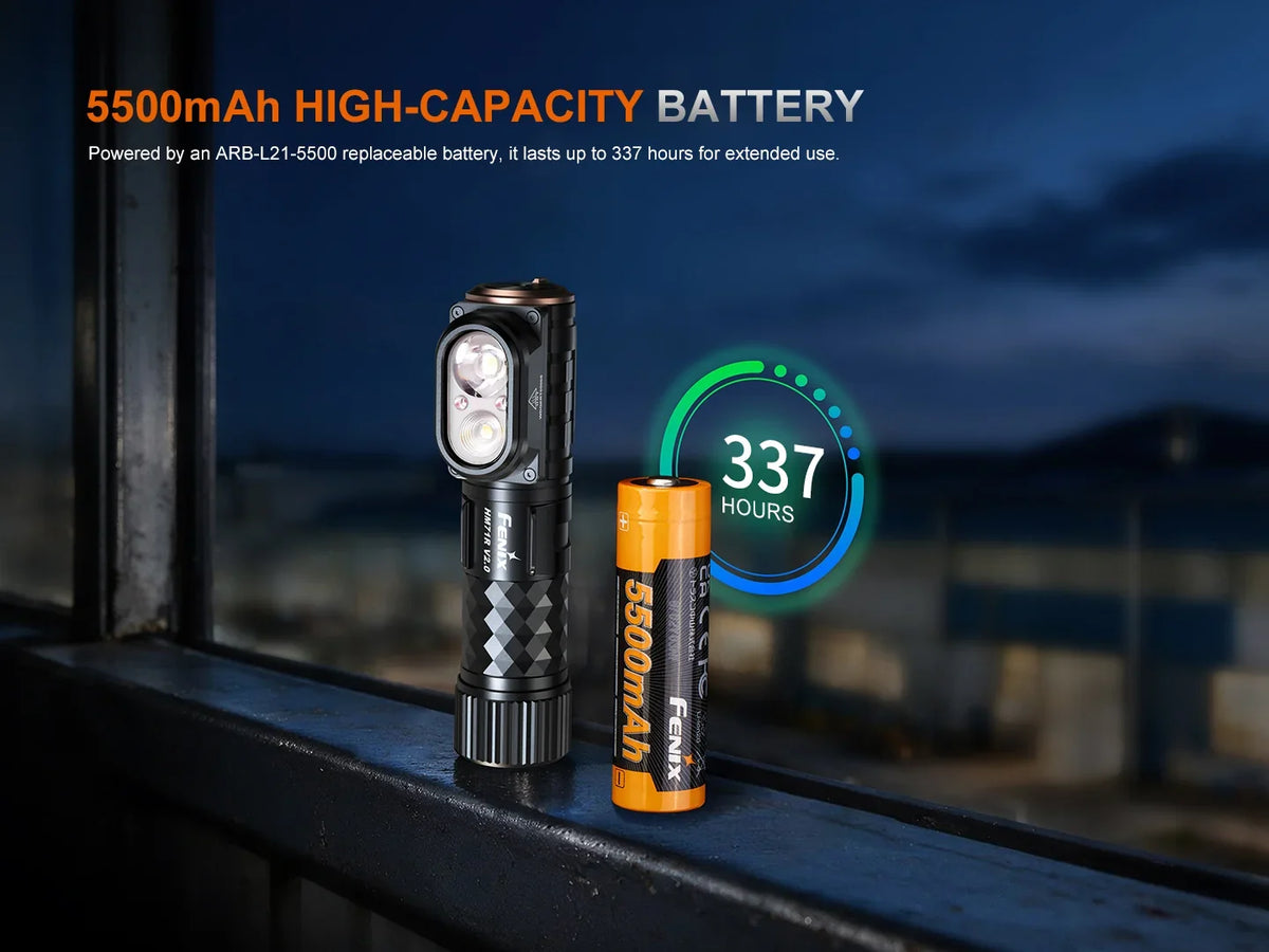 Fenix HM71R V2.0 Stirnlampe mit 5500mAh Akku und einer Laufzeit von bis zu 337 Stunden.