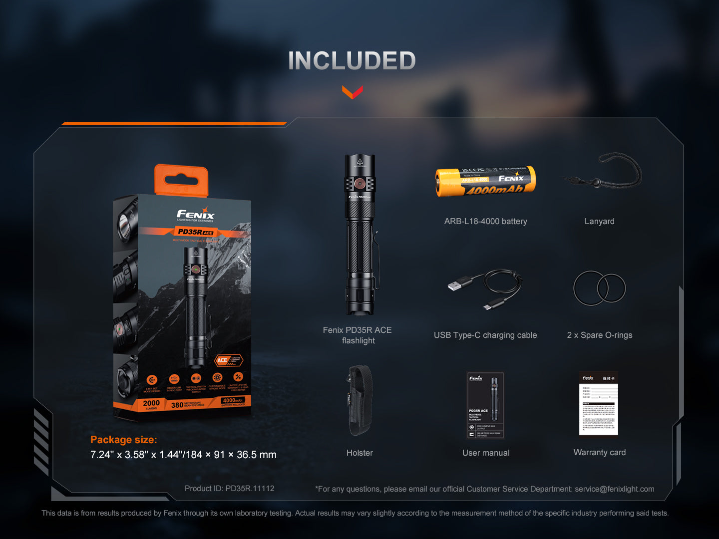 Fenix PD35R ACE Multi-Mode taktische Taschenlampe, 2000 Lumen