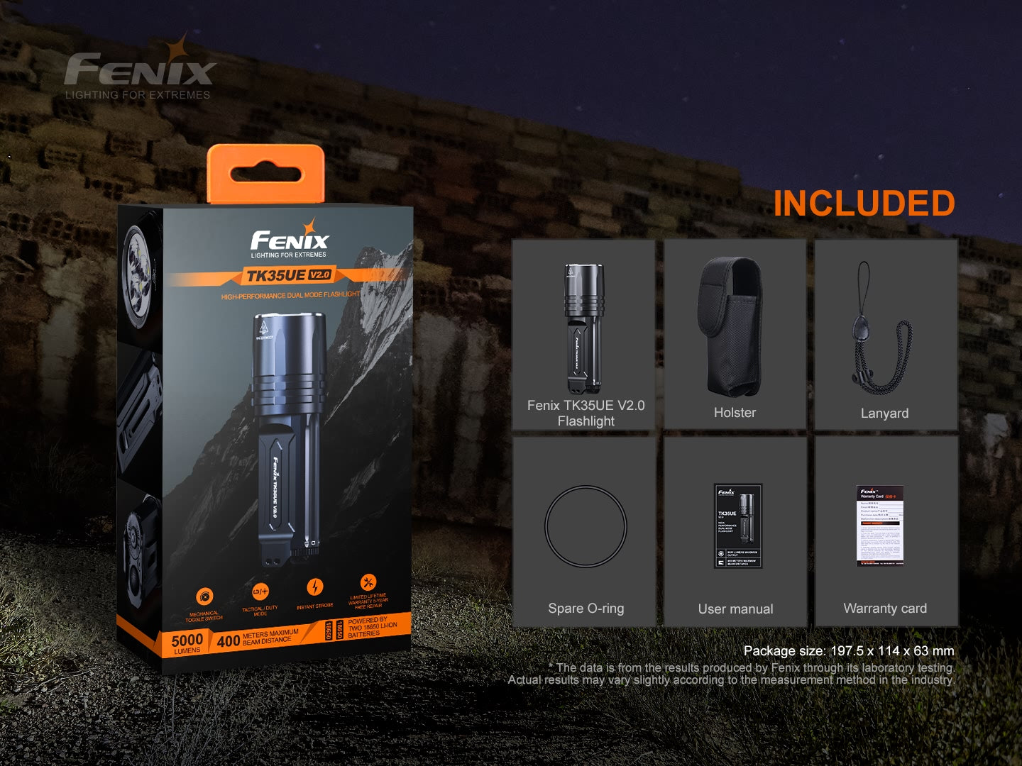 Fenix TK35UE V2.0 Leistungsstarke taktische Dual-Mode-Taschenlampe, 5000 Lumen